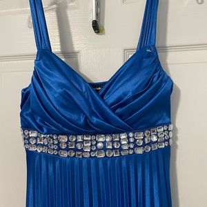 Blue pleated formal dress